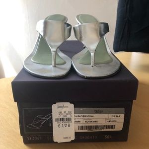 Prada 3" thong heels.
